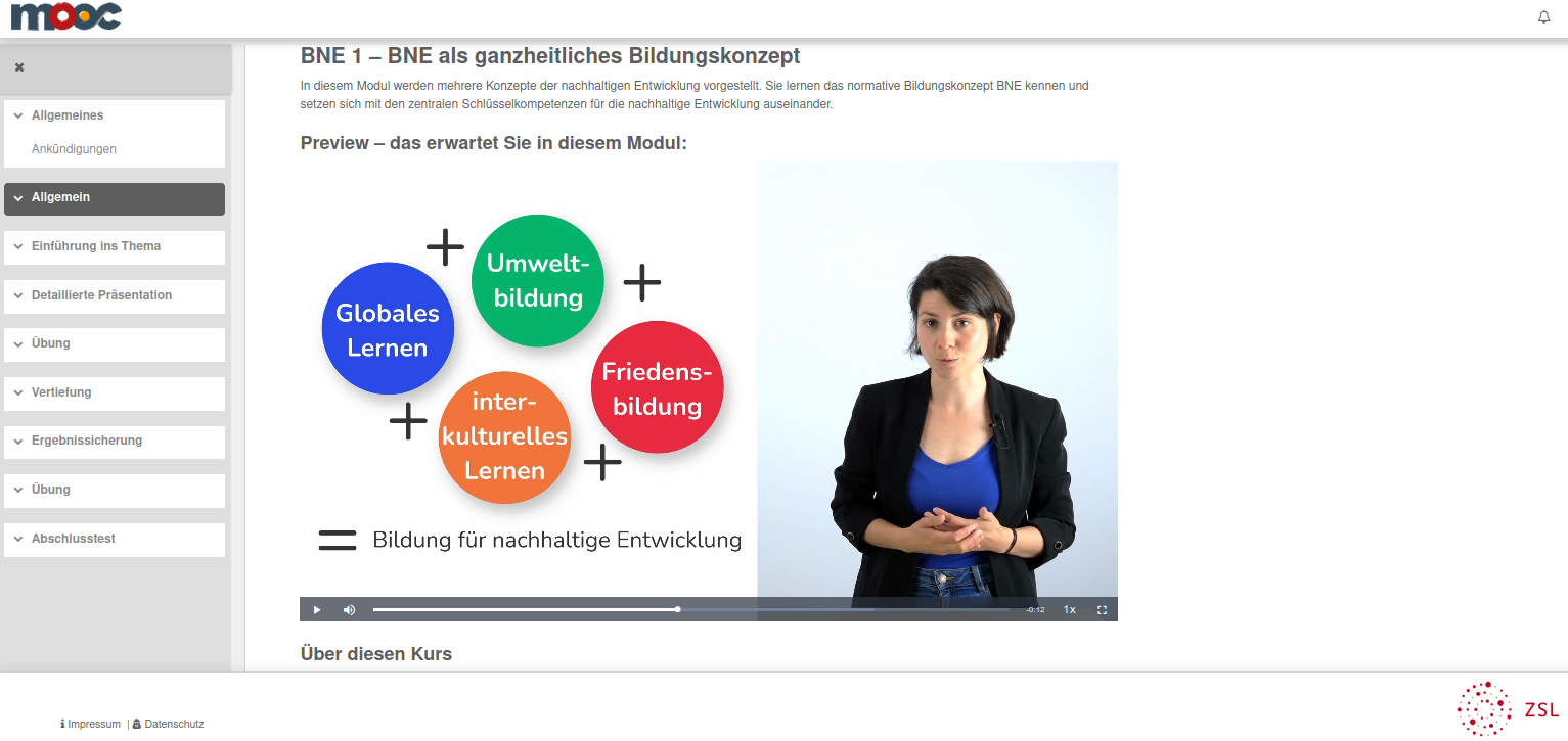 Fachliche Beratung zum Massive Open Online Course (MOOC) „Bildung für nachhaltige Entwicklung“ für Lehrkräfte